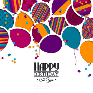 生日庆祝彩色气球生日装饰素材